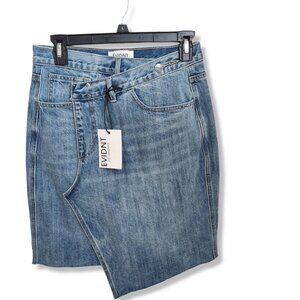 Evidnt‎ Los Angeles Blue Denim Asymmetric Wrap  Skirt Sz 25 NWT